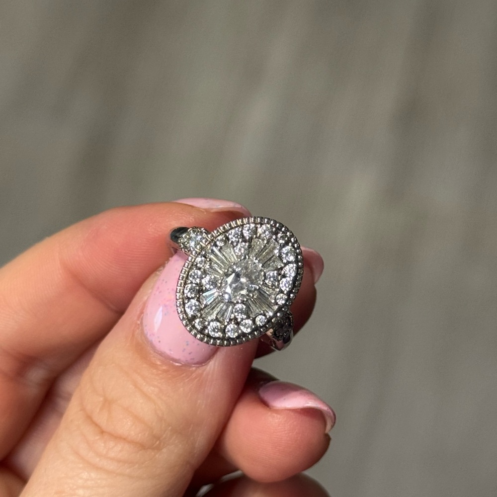 Vintage-Inspired Sterling Silver Moissanite Ring